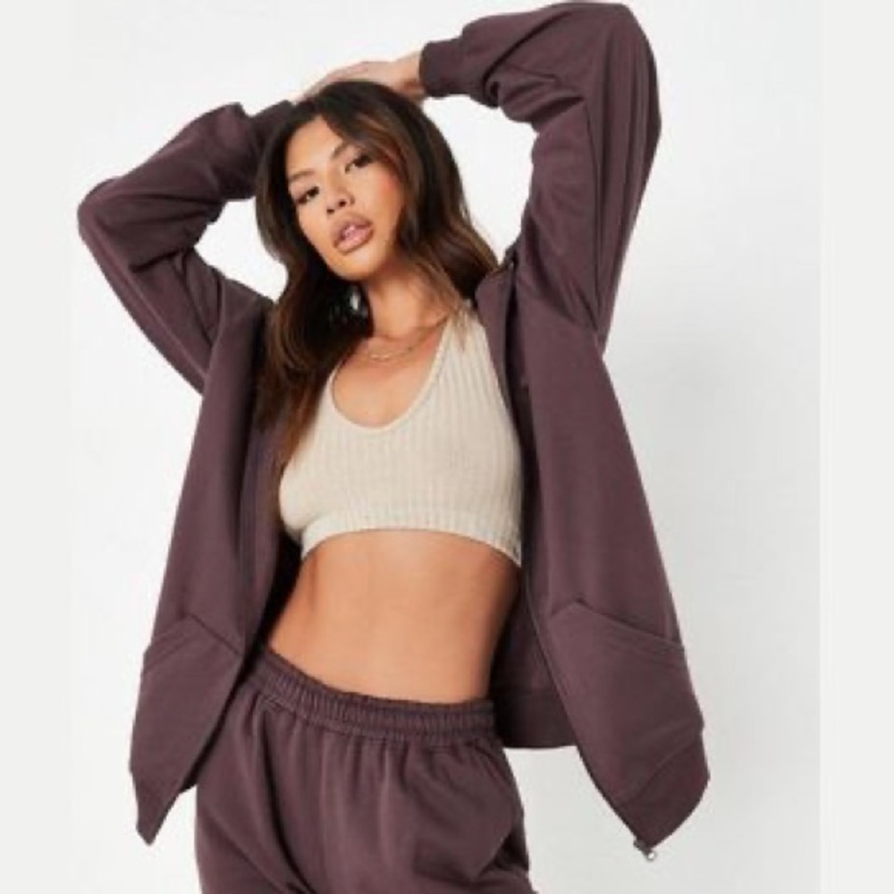 Missguided tall brown hoodie size 8